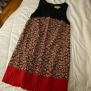 Loft pleated shift dress